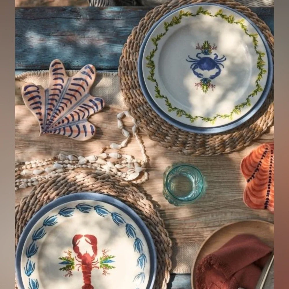 Anthropologie August Wren Crab Dinner Plate